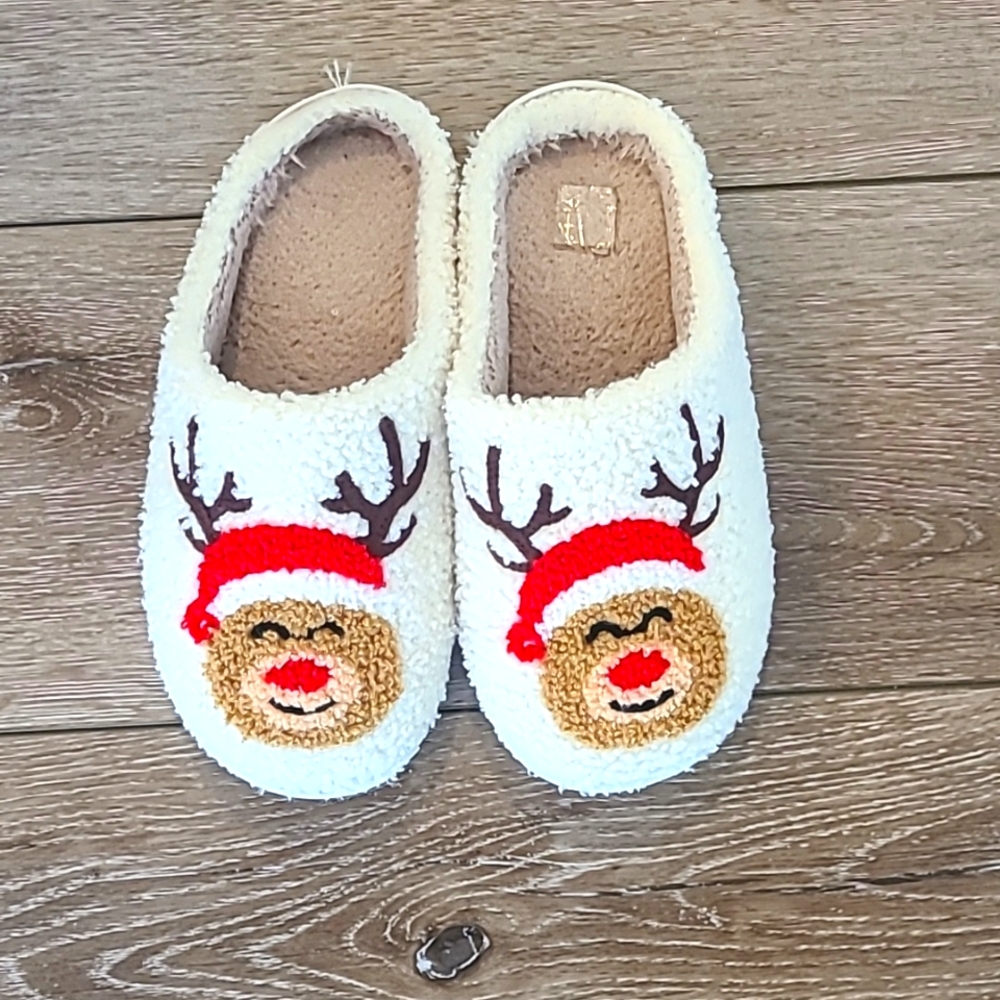 Rudolph Christmas sherpa slippers